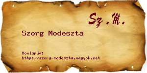 Szorg Modeszta névjegykártya